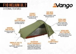 Vango F10 Helium UL 2 Ultralichte Trekking Tunneltent - 1/2 Persoons - Groen -Buitensporten Verkoopwinkel 1900 1783 f10 helium ul 2 6