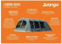 Vango Lismore 600XL Tunneltent - 5 Persoons - Groen -Buitensporten Verkoopwinkel 1900 1783 lismore 600xl package 2